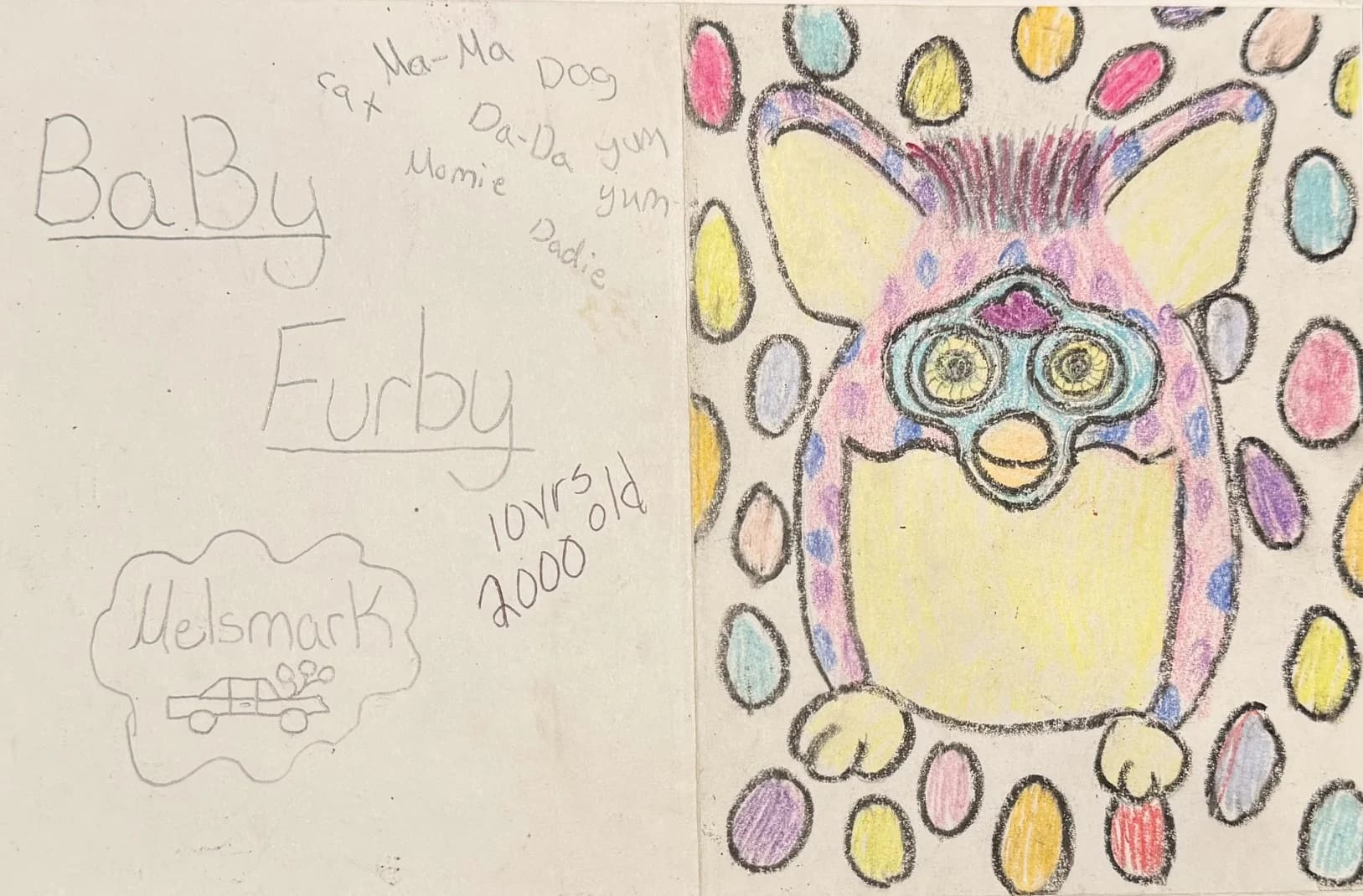 One of the handmade greeting cards Mel made as a kid