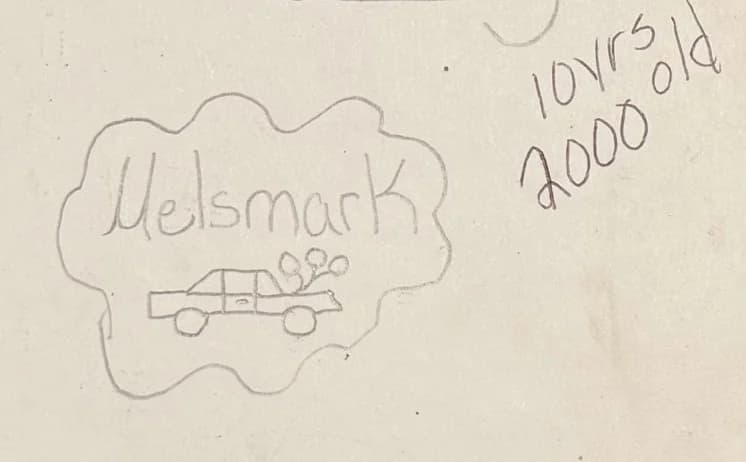 The original Melsmark mark, drawn when Mel was ten