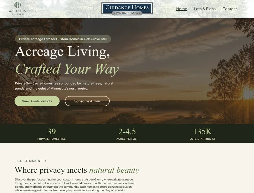 Aspen Glenn residential development website