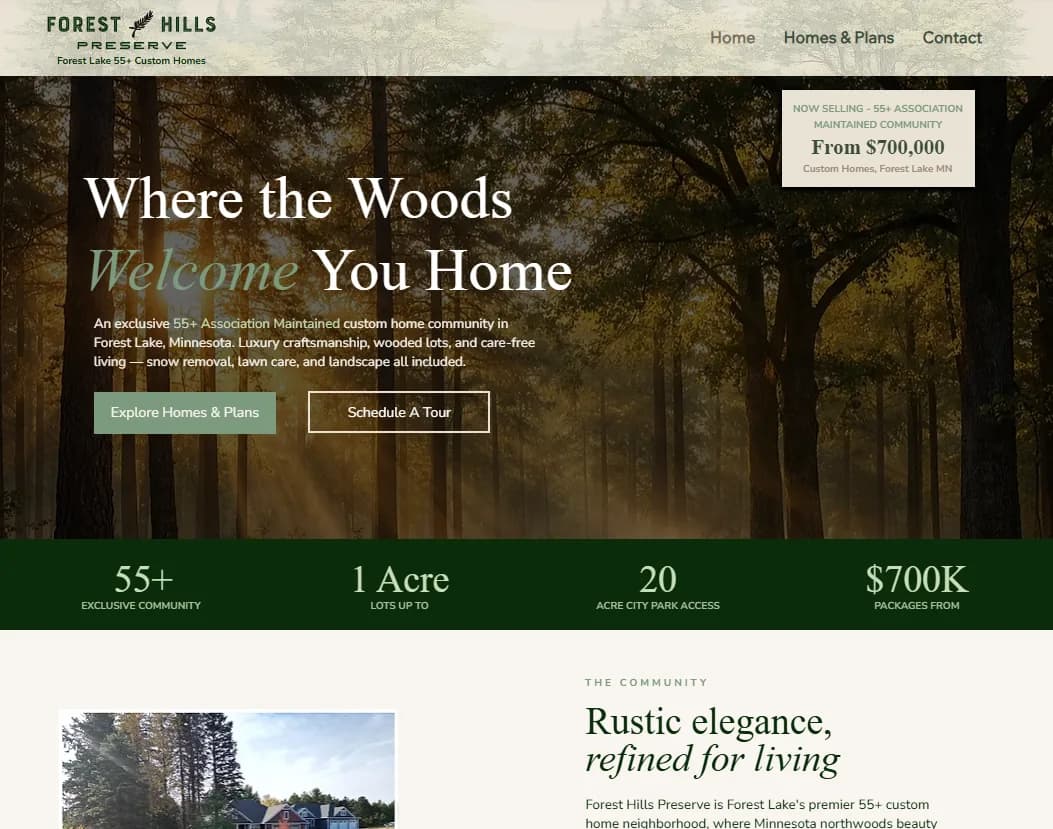 Forest Hills Preserve residential development website