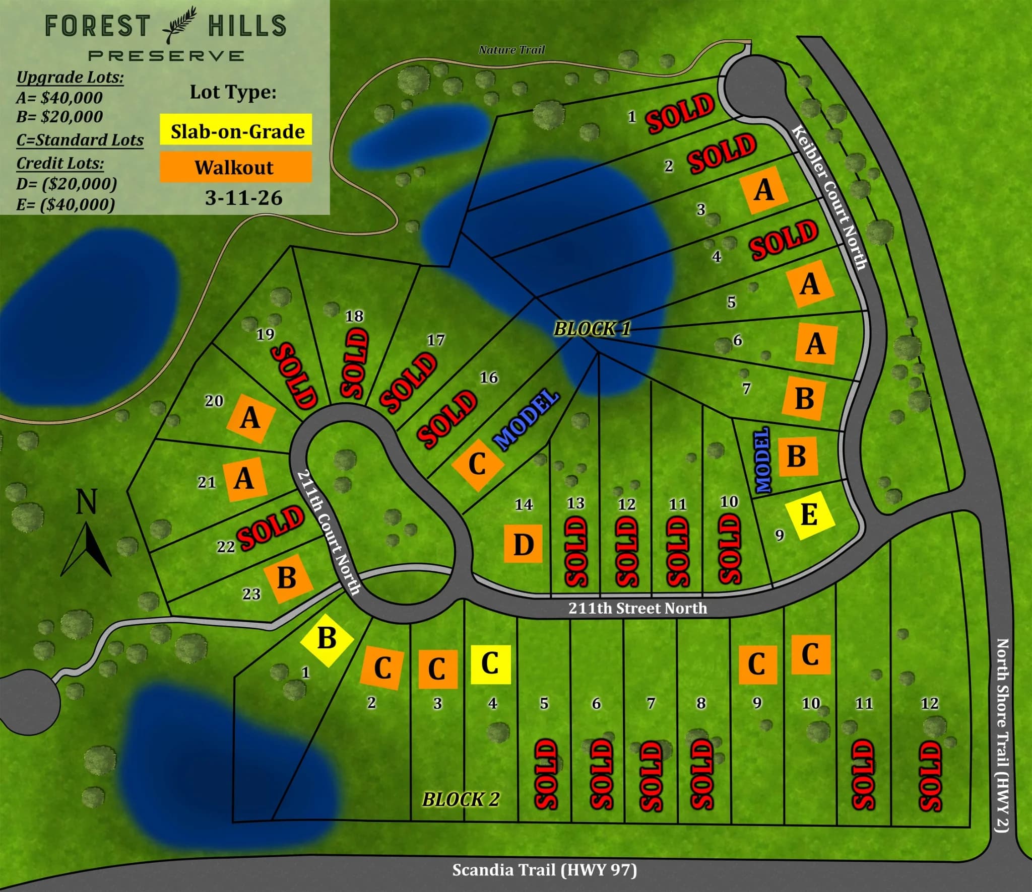 Forest Hills Preserve neighborhood plat map design, Forest Lake MN