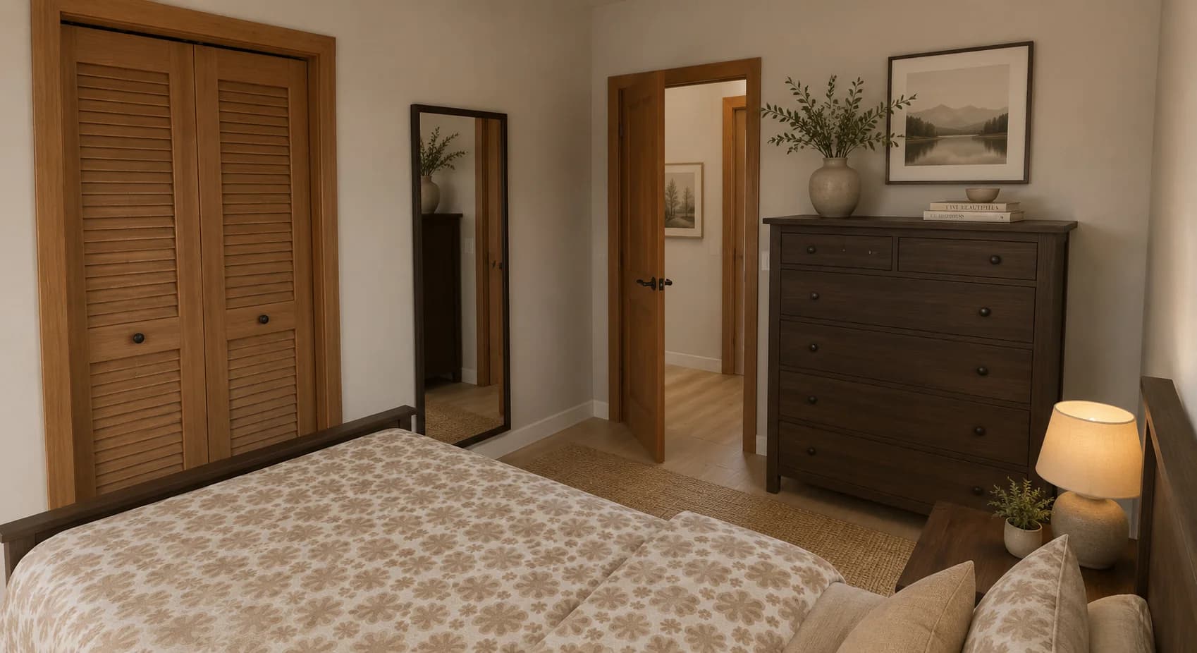 Guest bedroom interior rendering