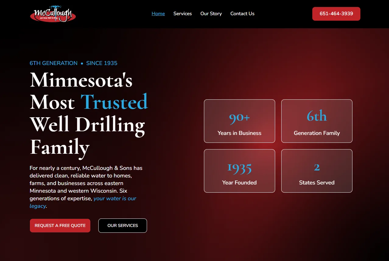 McCullough & Sons Well Drilling website
