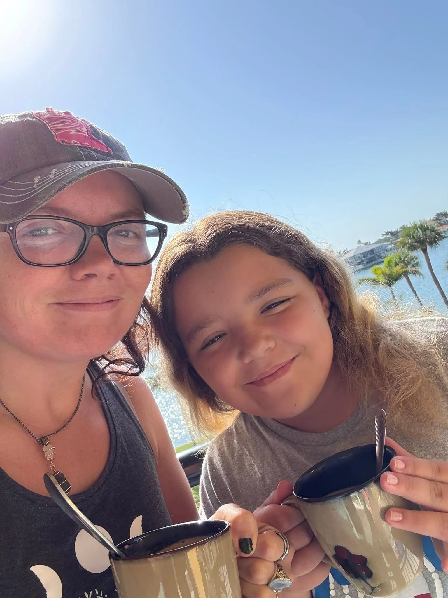 Mel and Addy with coffee