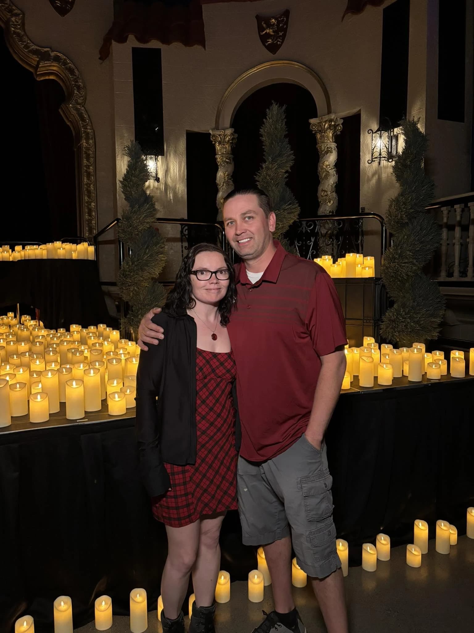 Mel and Brandon by candlelight