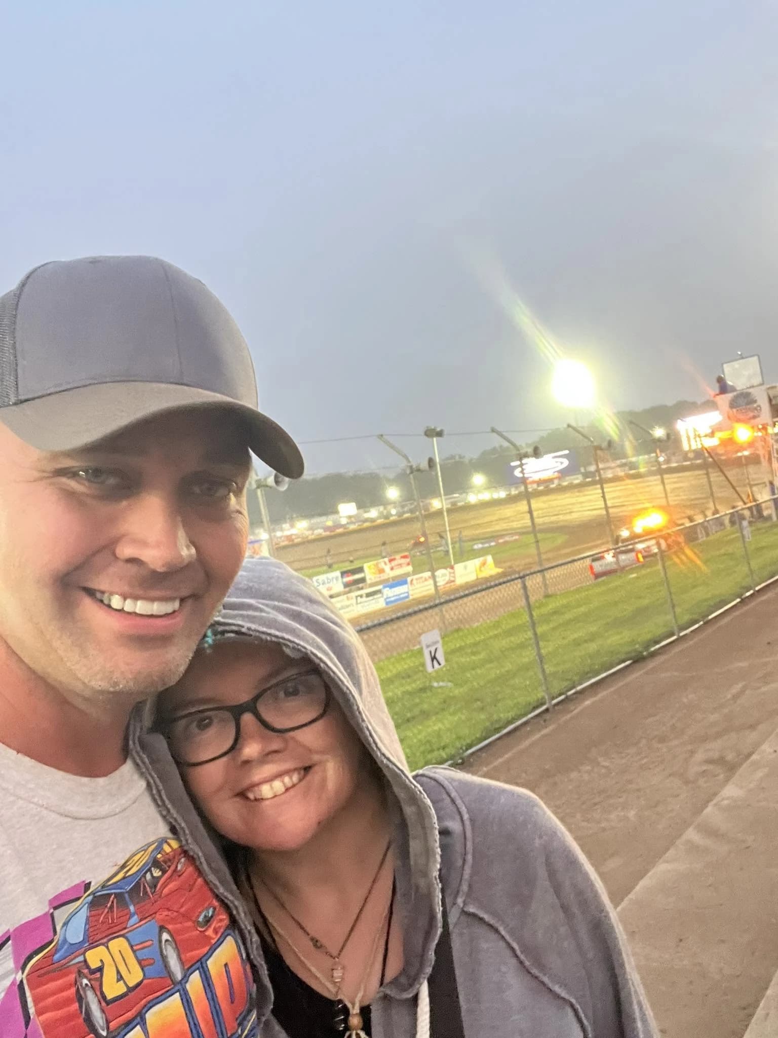 Mel and Brandon at the race track