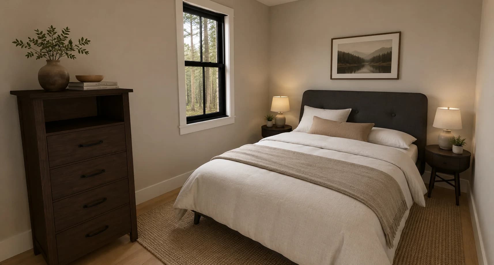 Modern bedroom interior rendering