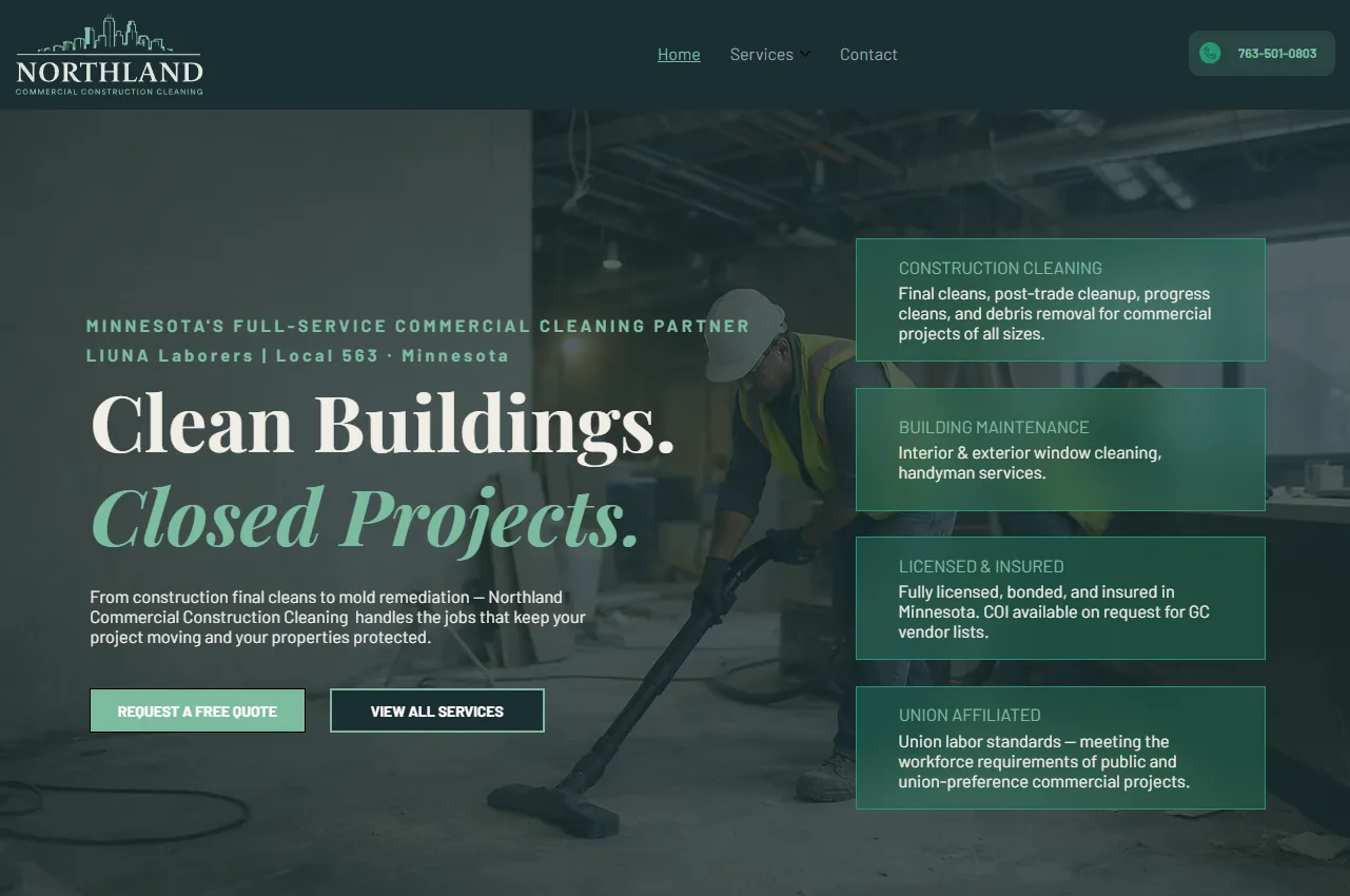 Northland commercial cleaning website