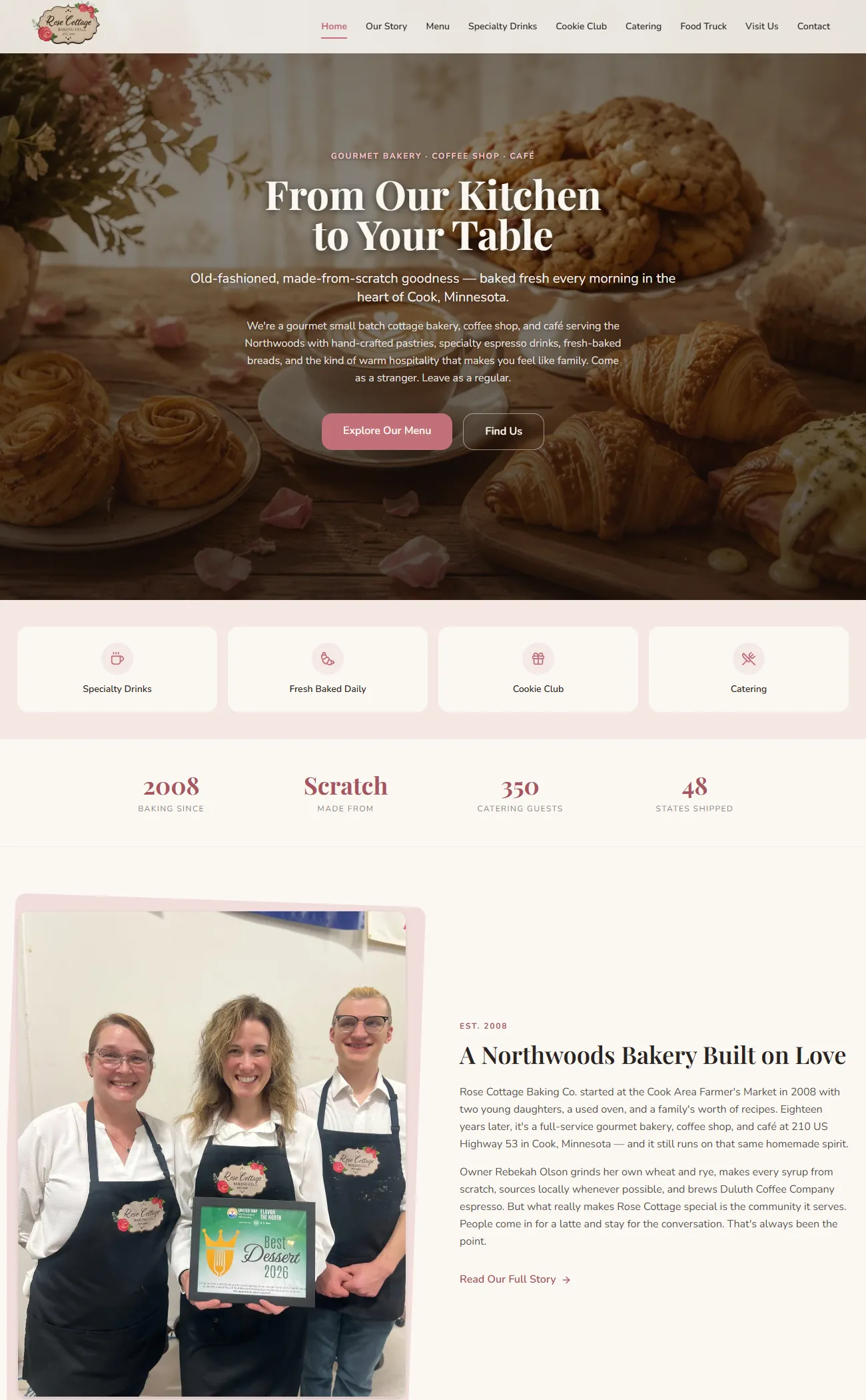 Bakery and coffee shop website for Cook, Minnesota