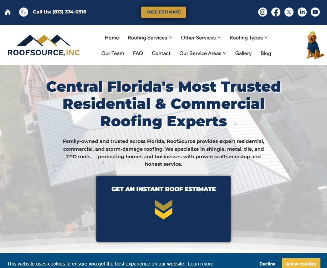 RoofSource Inc roofing contractor website