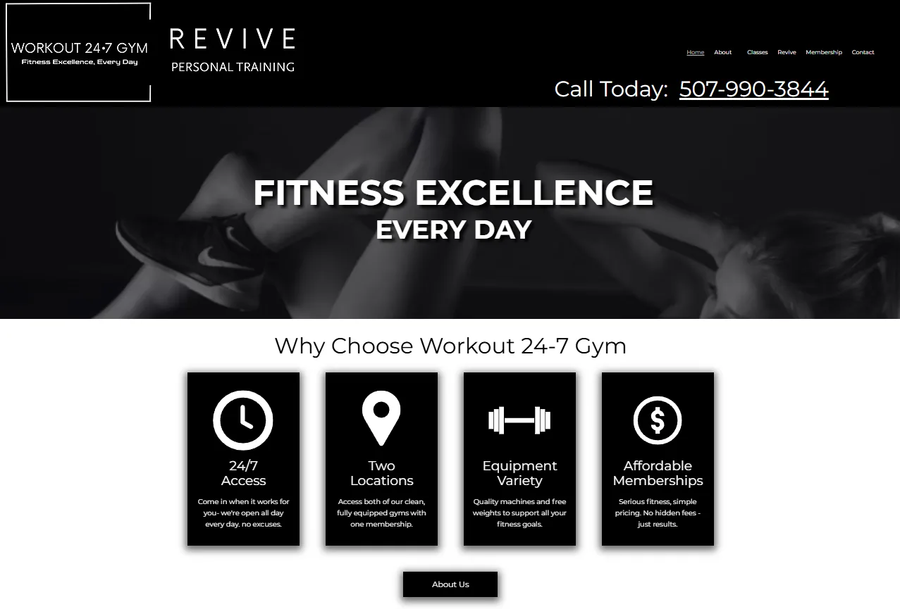 Workout 24/7 Gyms website
